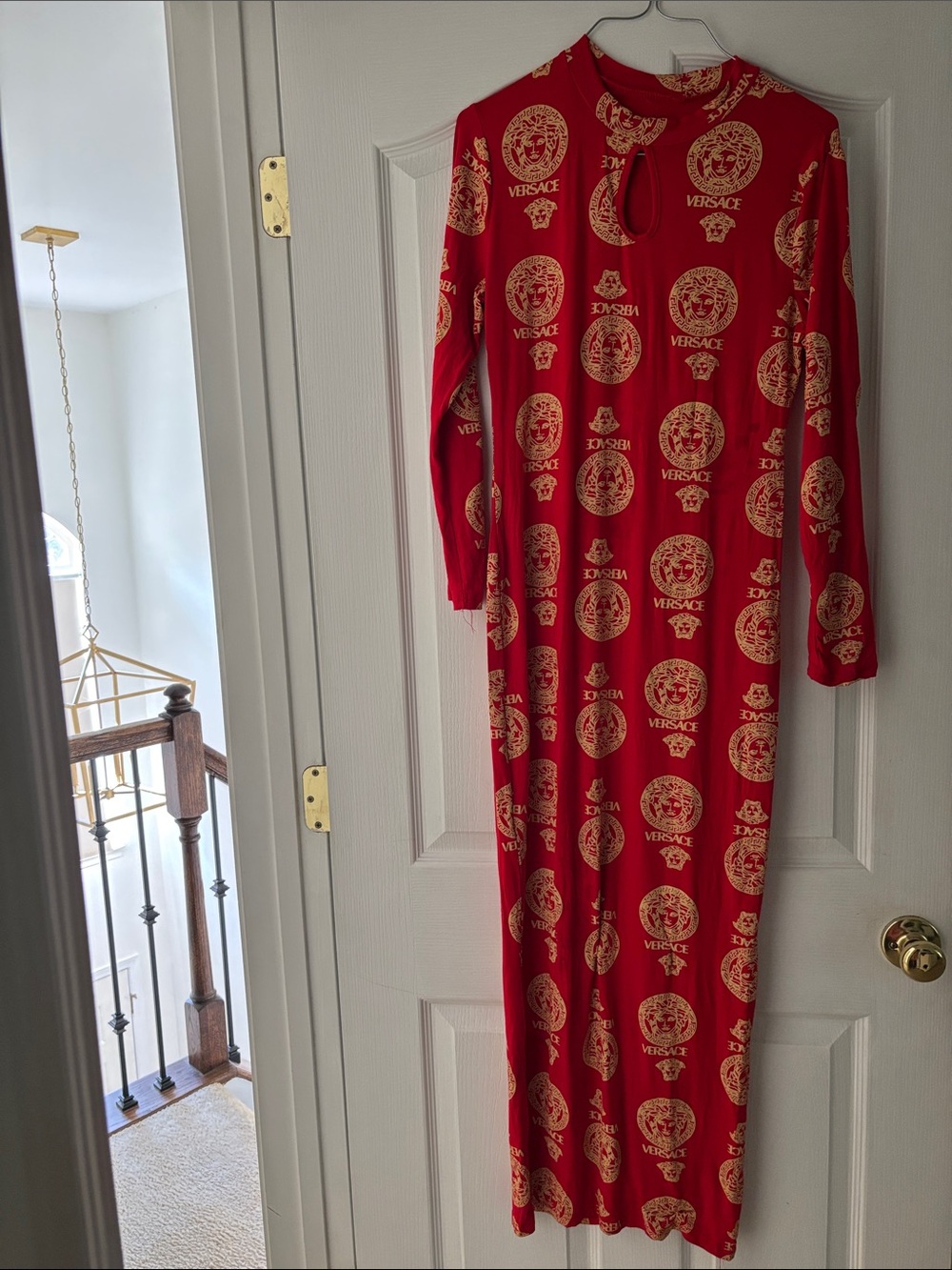 Versace Red & Gold Long-Sleeve Kids Nightgown